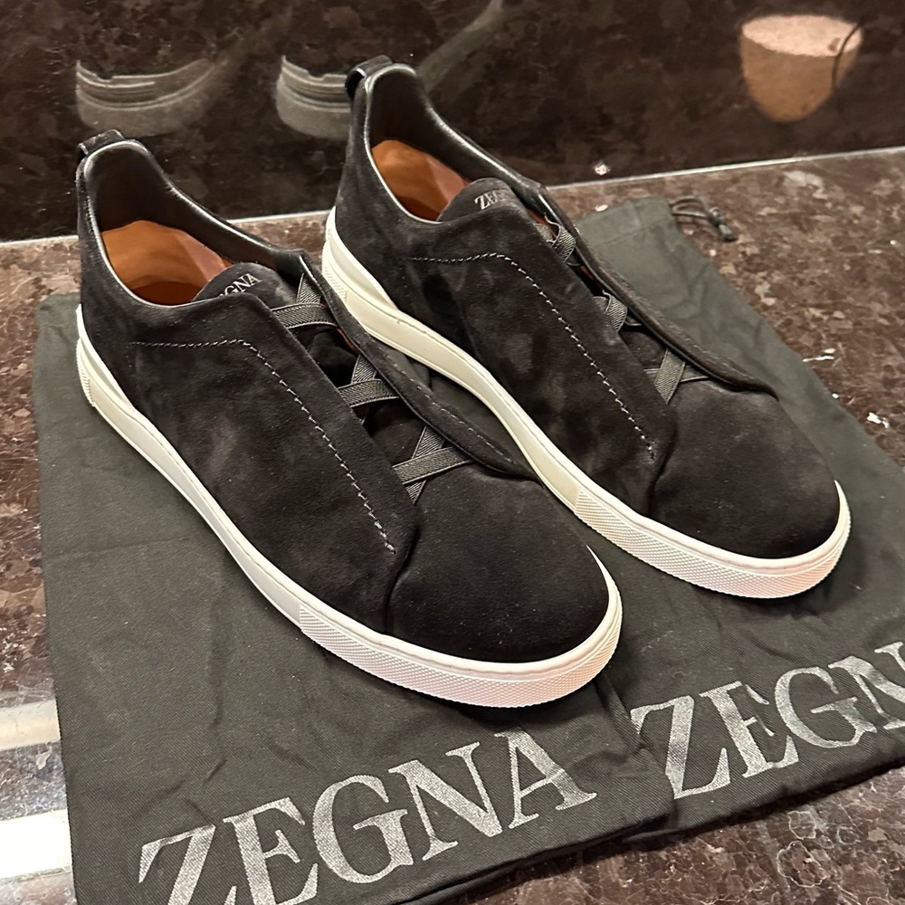 Zenga triple stitch suede sneakers men’s 14